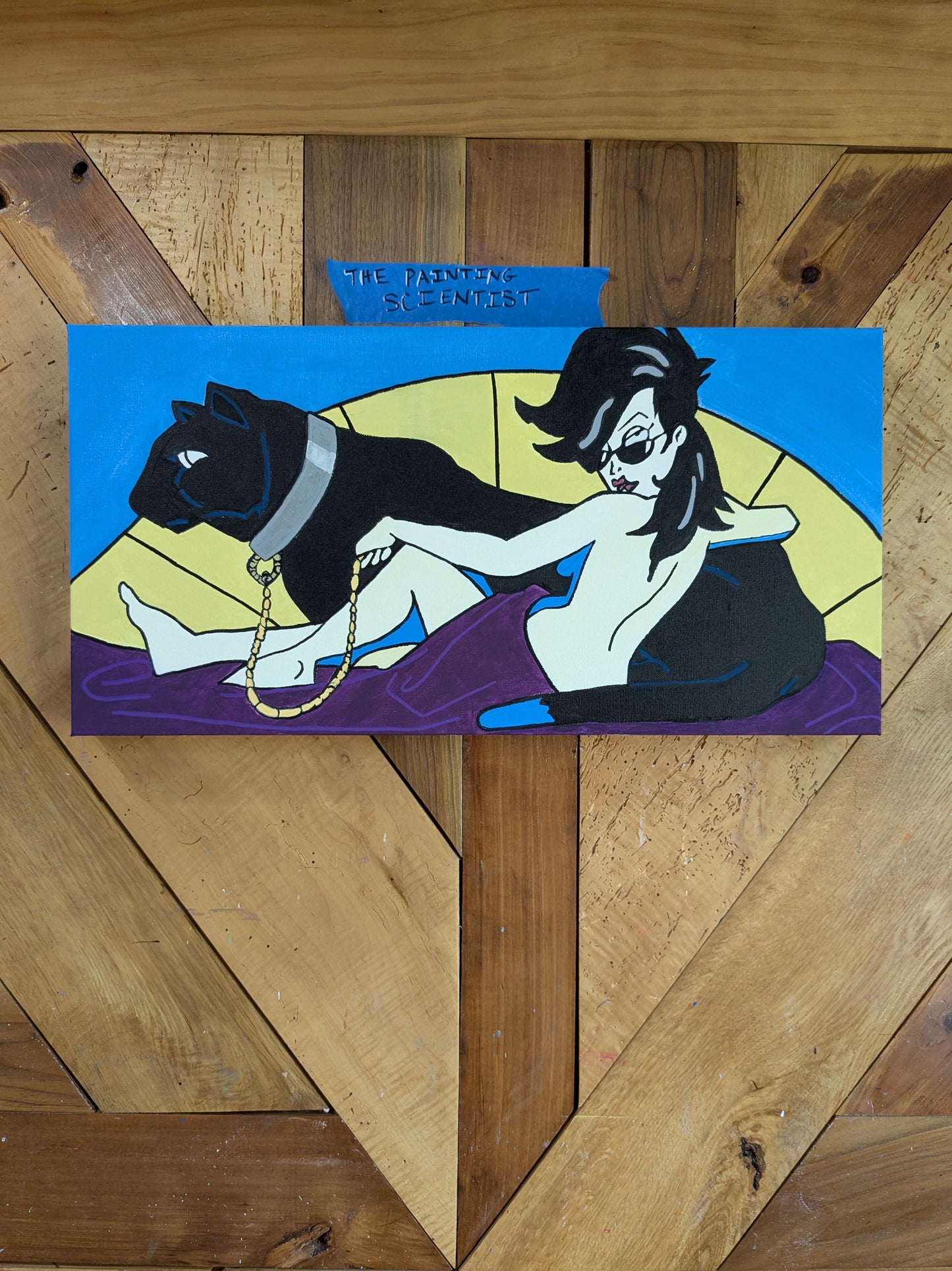 Posing with Panther (Painting from American Dad)