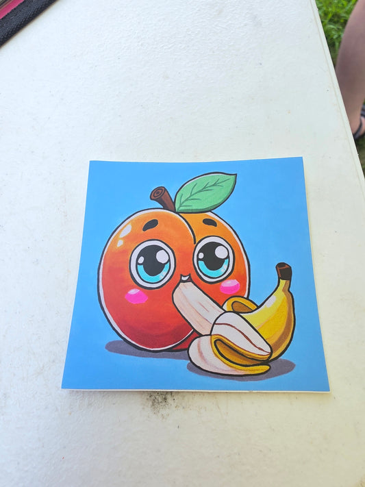 Peach Eating Banana (Sticker)