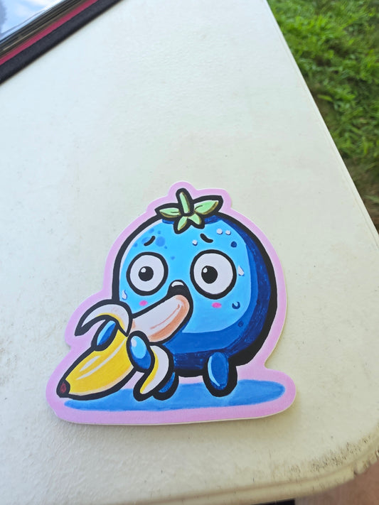 Blueberry Eating Banana (Sticker)